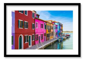 Painted houses of Burano, in the Venetian Lagoon, Italy.