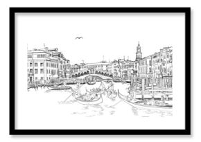 Venice - Grand Canal. View of the Rialto Bridge