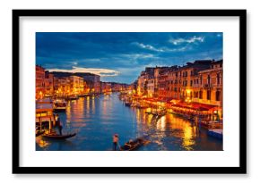 View on Grand Canal from Rialto bridge at dusk, Venice, Italy