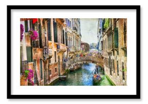 Romantic Venice - canals and gondolas . artwork in painting style