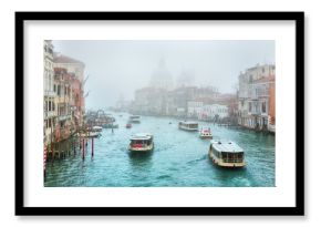 Gondola on Canal Grande with Basilica di Santa Maria della Salute in the background, Venice, Italy