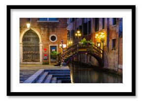 Night view of canal in Venice, Italy