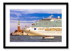 Huge cruise ship in the center of Venice, Grand canal. Italy