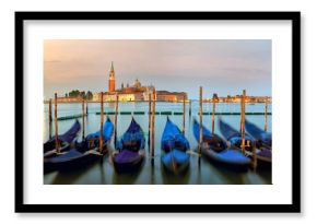 Traditional gondolas with San Giorgio Maggiore church, San Marco, Venice, Italy