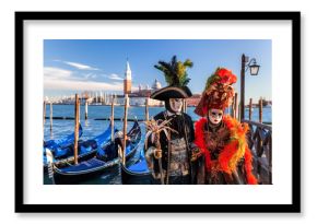 Colorful carnival masks at a traditional festival in Venice, Italy