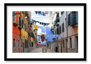 Line of hanging clothes