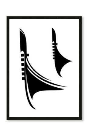 venetian gondola boat black vector outline and silhouette