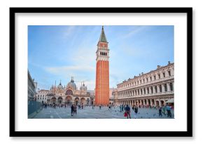 St. Mark's Square with Campanile at Sunset in Venice in Italy