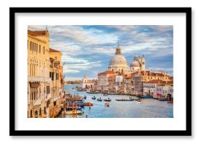 Canal Grande with Basilica di Santa Maria della Salute at sunset, Venice, Italy