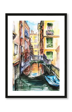 Venice canal-watercolor .