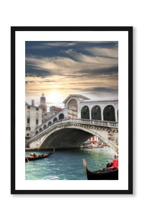 Venice with Rialto bridge in Italy