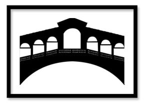 Rialto bridge in Grand canal in Venice, Italy silhouette