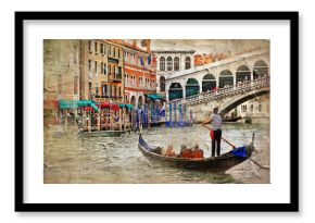 romantic Venetian canals -artistic picture in painting style