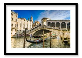 Gondola at the Rialto bridge in Venice, Italy