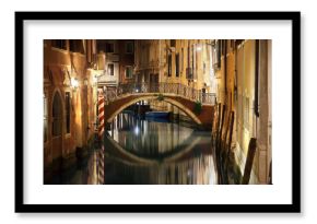 Venice bridge and canal at night