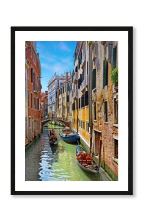 Venice Grand canal with gondolas, Italy in summer bright day