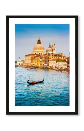 Gondola on Canal Grande at sunset, Venice, Italy