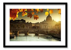 autumn sunset and St Peter Basilica in Vatican
