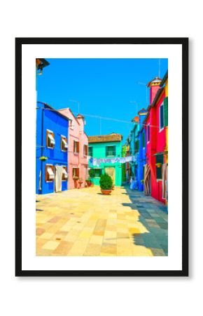Wenecja punkt zwrotny, Burano wyspy ulica, kolorowi domy, Włochy