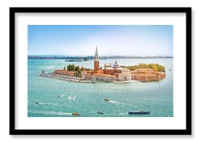 Panoramic aerial view at San Giorgio Maggiore island, Venice, Veneto, Italy