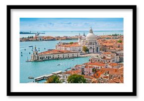 Panoramic aerial cityscape of Venice with Santa Maria della Salute church, Veneto, Italy