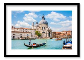 Gondola on Canal Grande with Basilica di Santa Maria della Salute, Venice, Italy