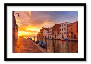 Grandiose sunset on the canal Cannaregio in Venice, Italy
