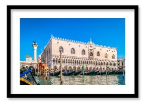 Doge's Palace Venice Italy./ Waterfront view from gondola at amazing palace in Venice city, Italy.