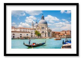 Gondola on Canal Grande with Basilica di Santa Maria della Salute, Venice, Italy