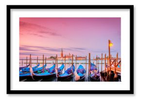 Gondolas in Venice at sunrise