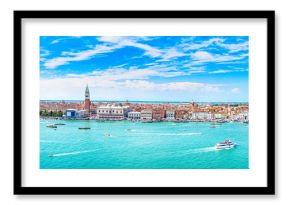 Venice panoramic aerial view, Piazza San Marco with Campanile and Doge Palace. Italy