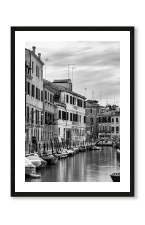 Black and white Venetian canal