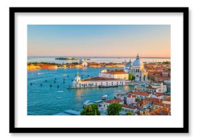 Top view of old town Vanice at sunset
