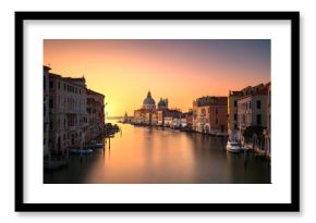 Venice grand canal, Santa Maria della Salute church landmark at sunrise. Italy