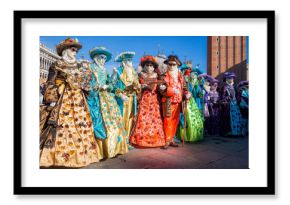 Colorful carnival masks at a traditional festival in Venice, Italy