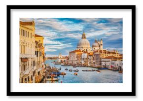 Canal Grande with Basilica di Santa Maria della Salute at sunset with retro vintage effect, Venice, Italy