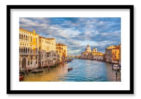 Canal Grande with Basilica di Santa Maria della Salute at sunset, Venice, Italy