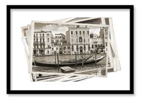 Stack of old vintage photos in Venice Italy