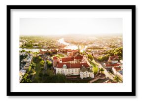 Kraków Zamek Królewski Panorama z powietrza - Zachód Słońca
