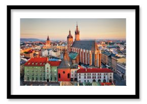 Kraków Bazylika Mariacka i Rynek panorama miasta