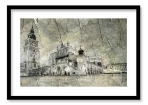 Rynek główny w Krakowie w stylu retro