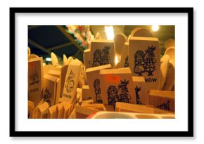 Kraków, Poland. Rynek Glowny Christmas market illuminated in city square at night, surrounded by people and historic buildings glowing with warm lights.