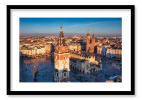 The Main Market Square in Krakow in the light of the setting sun. Poland