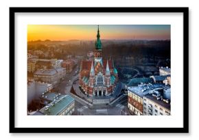Rynek podgórski w Krakowie i Kościół Św. Józefa z drona mavic 3 classic