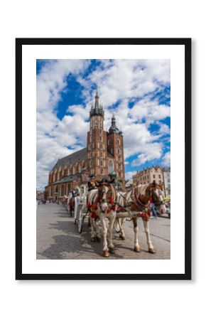 Krakau – Pferdekutschen vor der Marienkirche