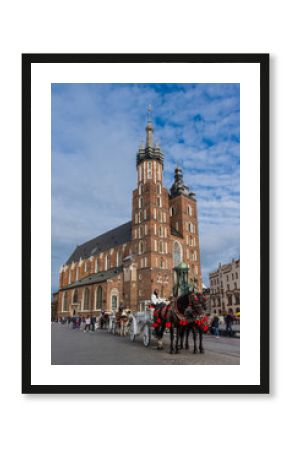 Krakau – Pferdekutschen vor der Marienkirche