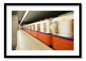 Modern metro station. Warsaw in Poland.