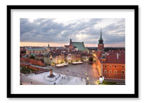 Royal Castle Square in Warsaw old town, at dusk. Poland