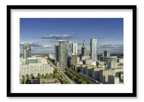 Warsaw downtown aerial view