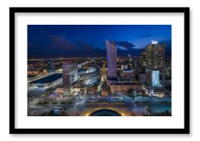 Panorama of Warsaw downtown during the night